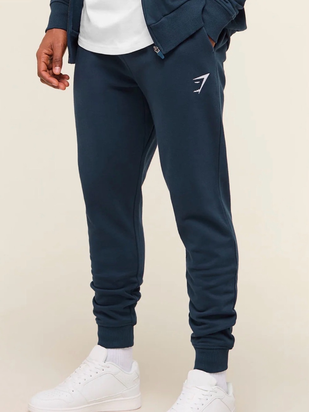 Gymshark Navy Tapered Logo Joggers for Men